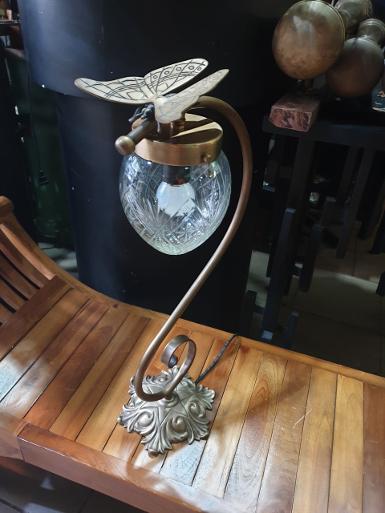 Table Lamp butterfly on top with cut glass Item Code TBL50IN size base 180 mm. high 550mm.glass5.5''