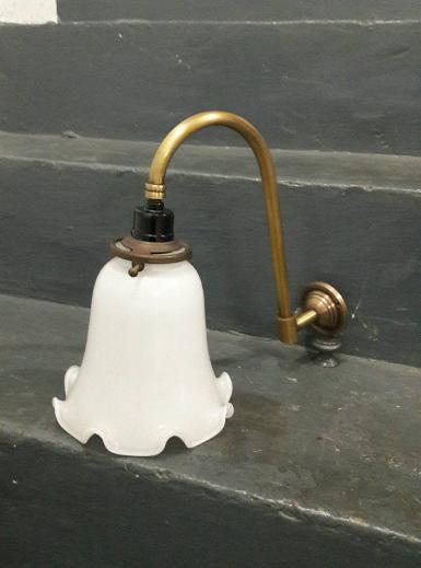 Brass wall lamp Item Code BWL18MM size base 56 mm.pipe 12 mm. shade wide 15 cm.high 14.5 cm.