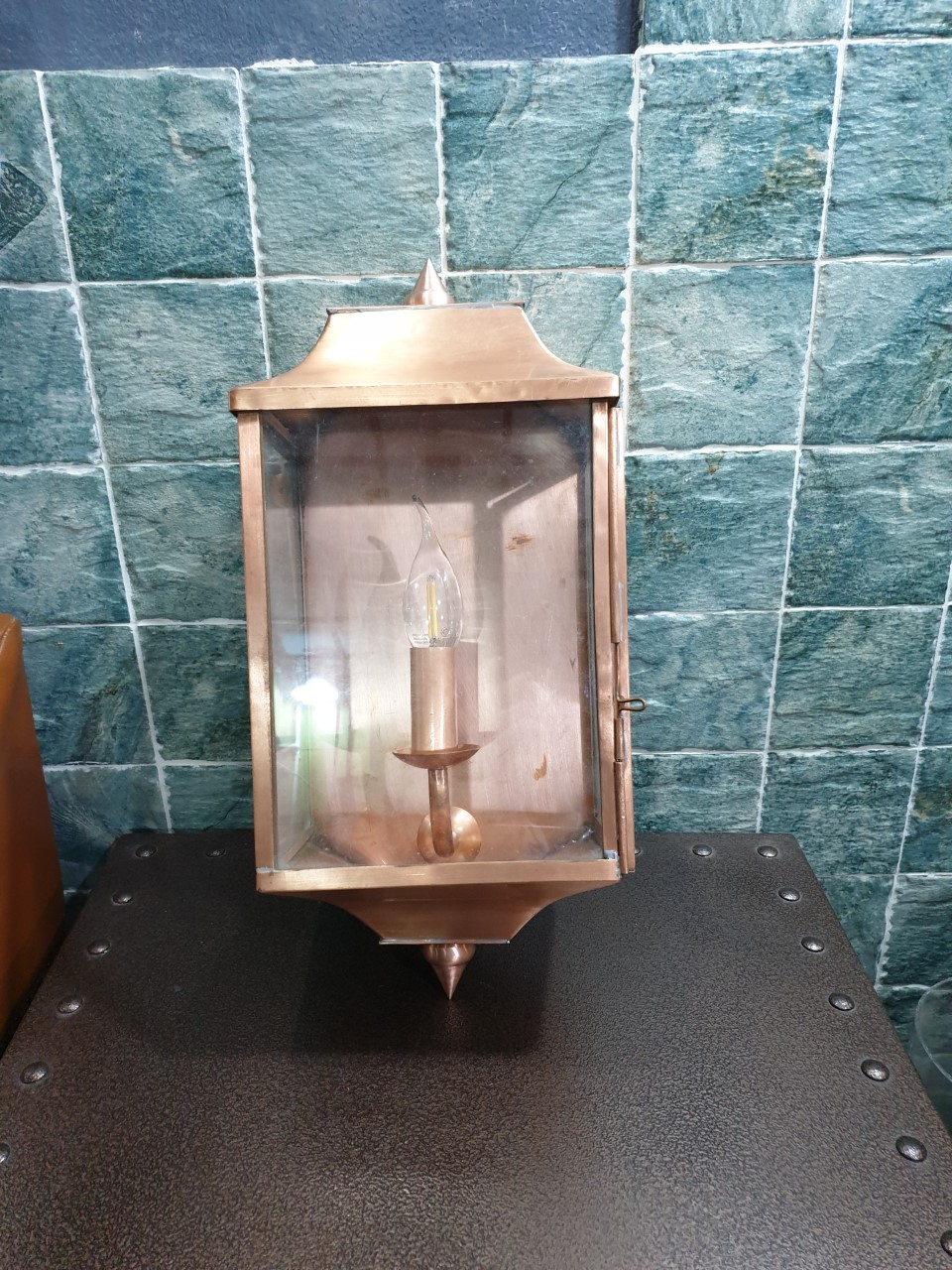 Copper wall lamp out door and in door Item Code CPW43 size long430 mm total wide 190 mm.deep 130 mm.
