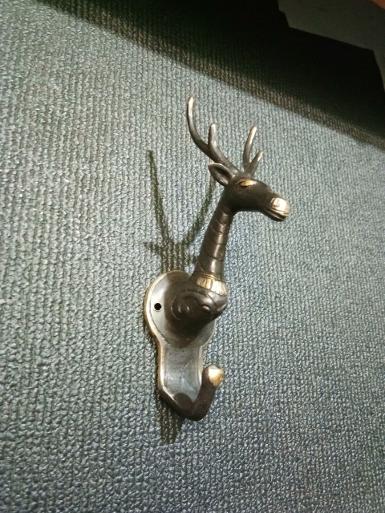 Brass hook deer head Item Code Deer Hook.018 size wide 39 mm.deep 70 mm.long 140 mm.