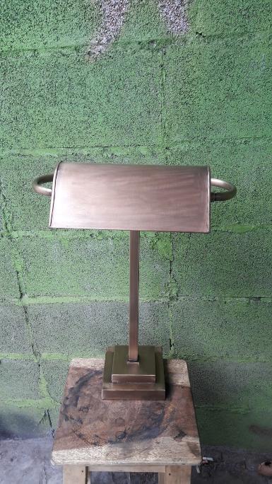 Brass table lamp Item Code TBL18P size base 170 x 170 mm. high 450 mm. shade 210 x 135 mm.