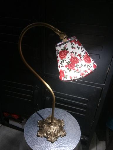 Desk Lamp brass with fabric Item Code TBLF018A size base 180 mm high 540 mm Shade 84xh137x155mm.