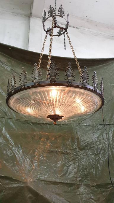Hanging Lamp cut glass with brass Item Code HGLPK60 size wide 1000 mm.long total 1200 mm