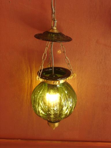 Pumpkin Lamp glass with brass Item Code HGPK20 size long 30 cm.