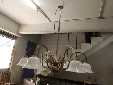 Hanging Lamp brass with glass 6 arm Item Code HLKS019 size wide 1000 mm. high 1000 mm.