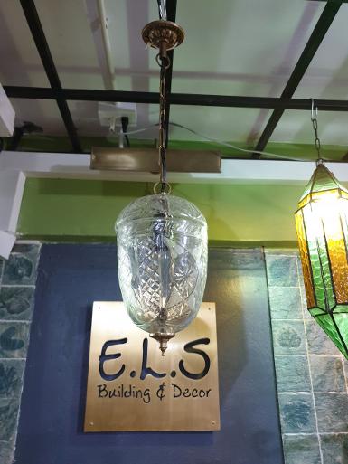 Hanging Lamp cut glass with brass accessories Item HGL100S  long total 600 mm. glass 5'' 