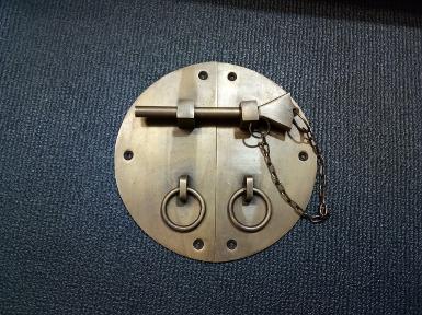 Brass door lock Item Code Q.055 wide 150 mm. Thickness 1.5 mm.