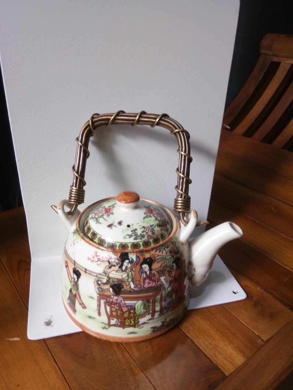Tea Pot ceramic with brass Item Code TPB18C  size Pot 5''