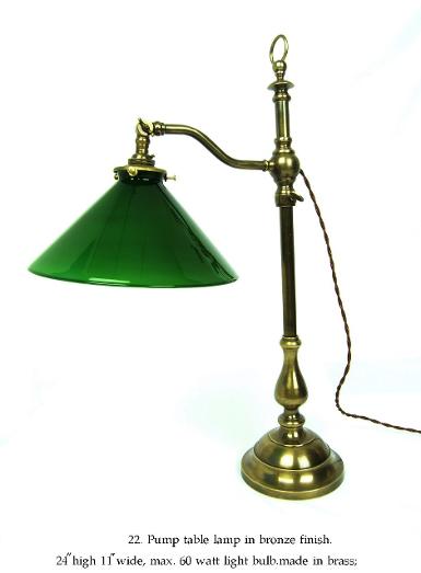 Brass Table Lamp with glass green shade Item Code ELS022 ITEM COMING SOON.