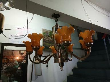 ฺBrass hanging lamp 9 light Item Code PDL18F size wide 650 mm.