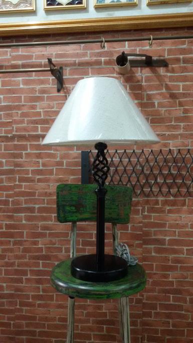 Iron Table Lamp Item code TBIR001A size high 65 cm. lamp shade wide 35 cm.