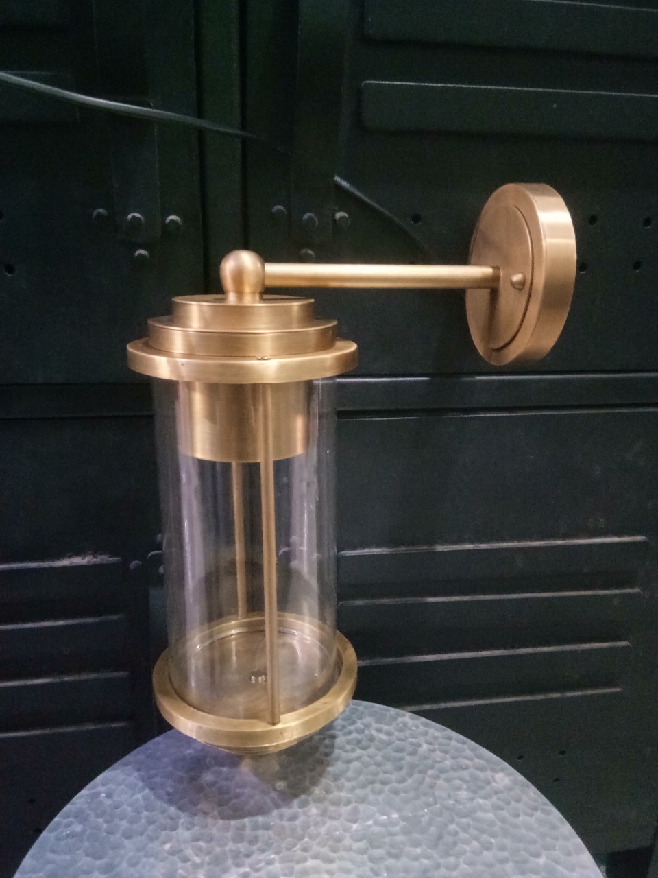 Brass Wall lamp with clear glass Item Code WL504 size base 100 mm.deep 220 mm.long 300 mm.wide 100mm