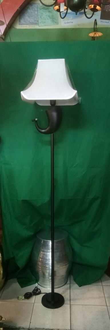 Brass Floor Lamp Item Code TFL18A size high 180 cm. base 19 cm. shade 41 x h 33 x top 20 x 20 cm.